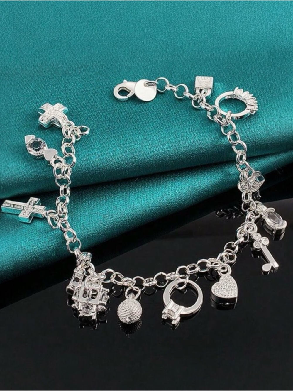 ๐ชท Silver Dangle Charm Bracelet - Picture 3 of 5